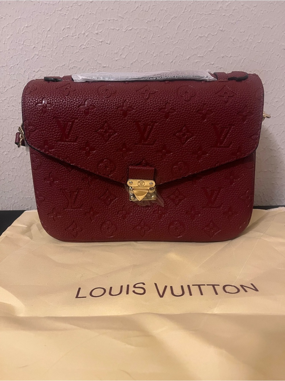 Louis Vuitton Red Empreinte Shoulder/Crossbody Bag with Gold Hardware